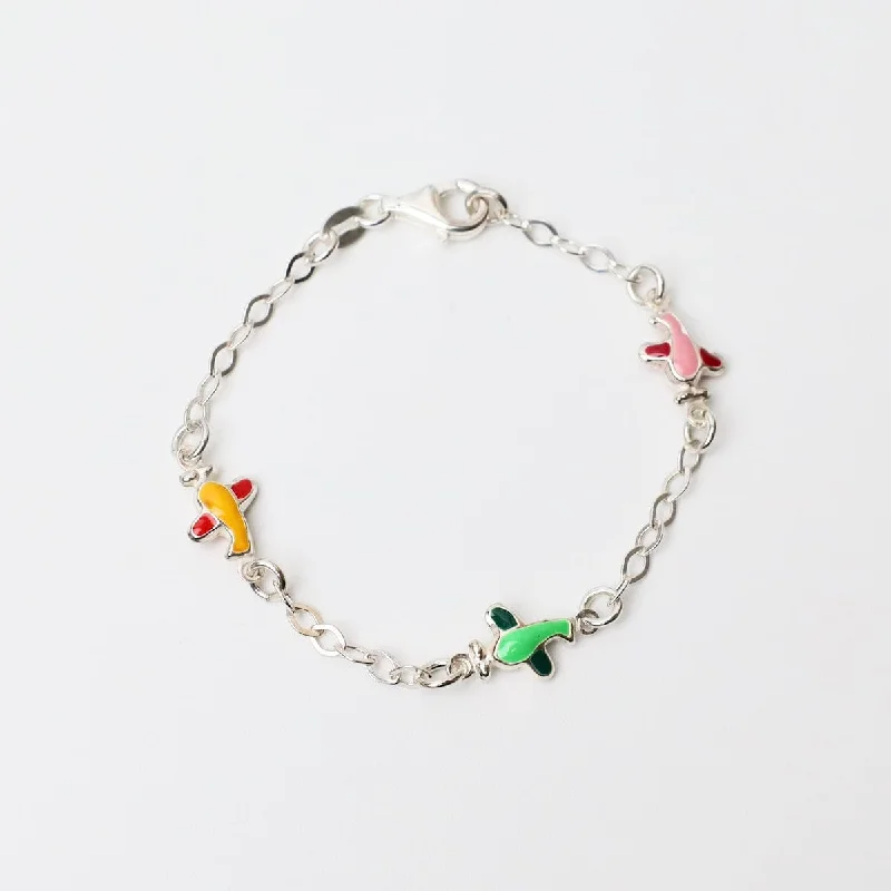 Sterling Silver Child's Bracelet with Enamel Planes