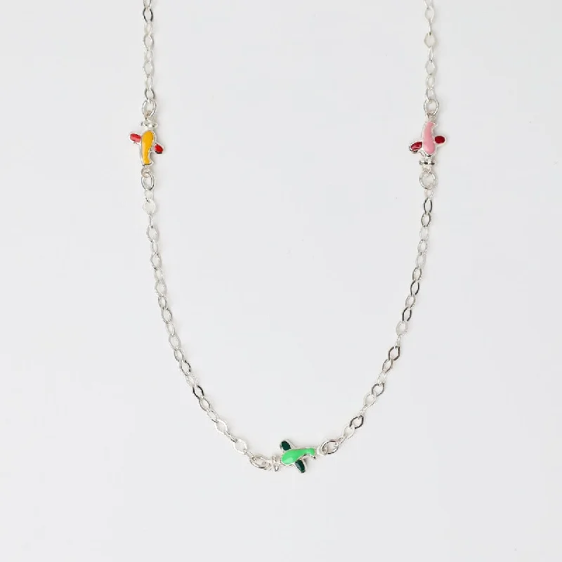 Sterling Silver Necklace with Enamel Planes