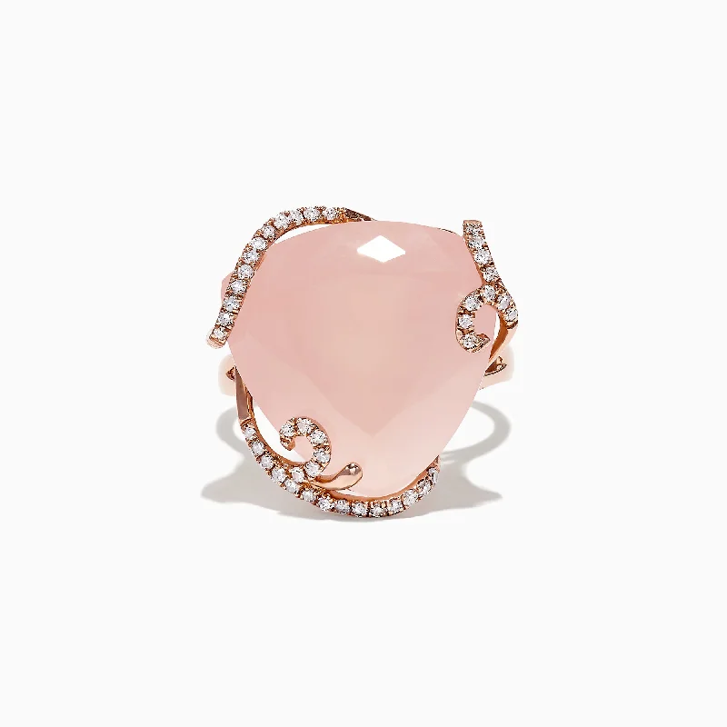 14K Rose Gold Diamond and Rose Quartz Ring, 16.45 TCW