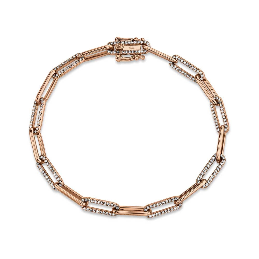 14K Rose Gold Diamond Paperclip Link Bracelet