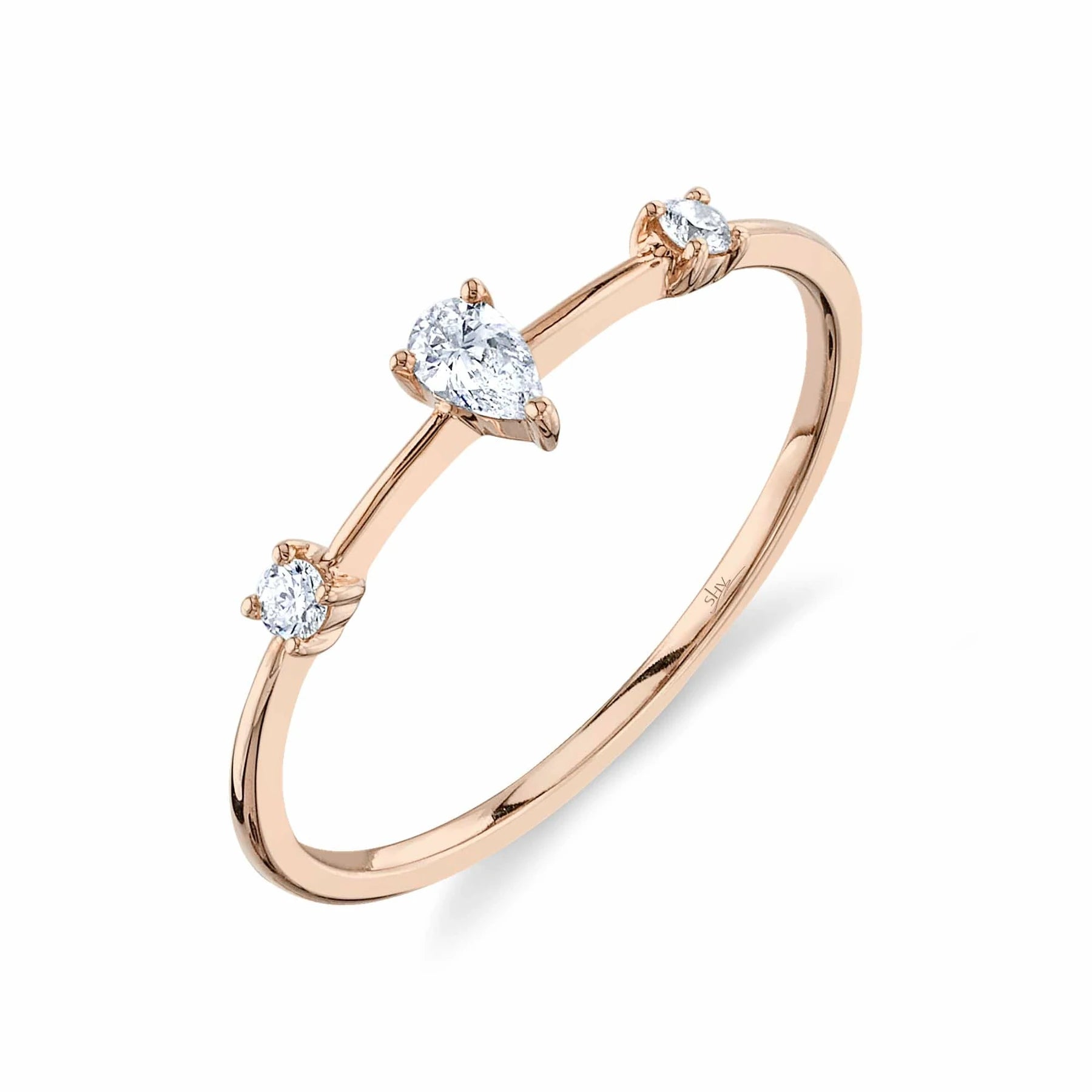 14K White or Rose Gold 0.14 Carat Total Weight Diamond Pear Station Ring