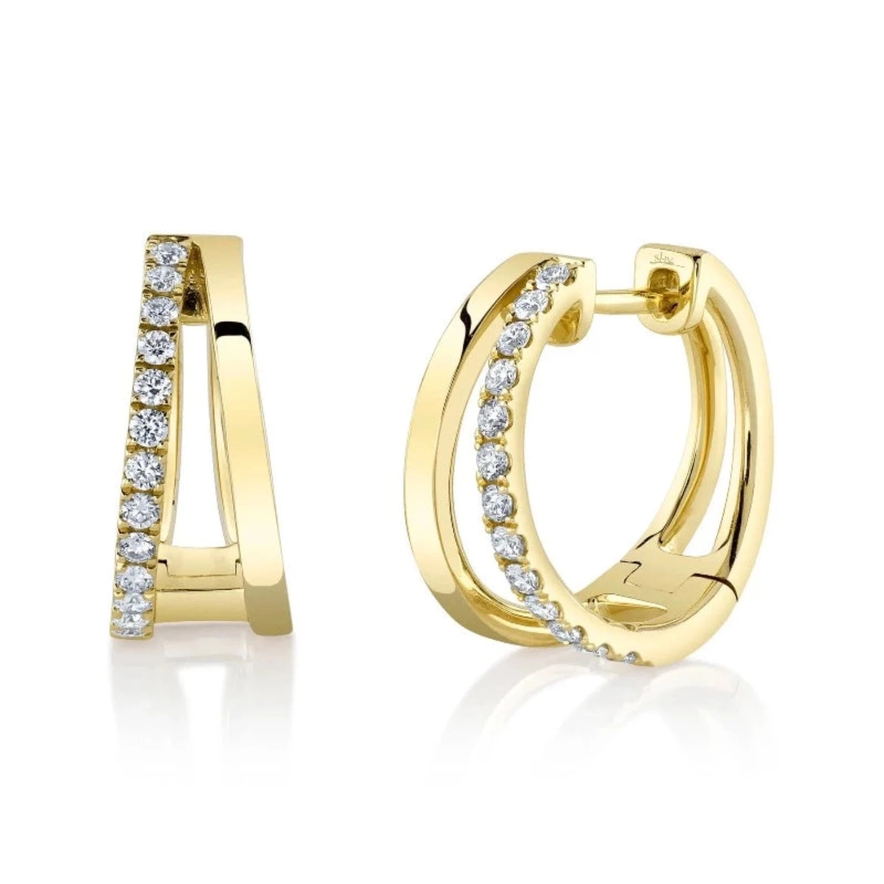 14K Yellow Gold 0.28 Carat Diamond Hoop Earrings