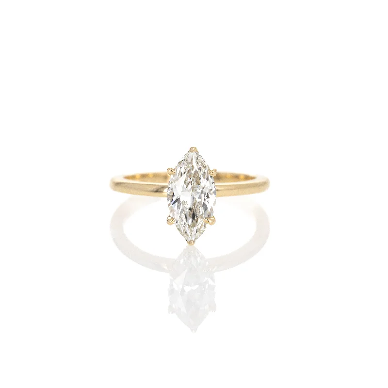 14K Yellow Gold 1.62 Carat Marquise Diamond Solitaire Engagement Ring