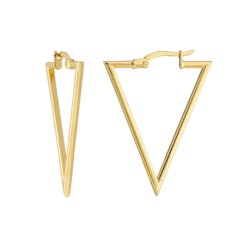 14K Yellow Gold 20mm Triangle Hoops