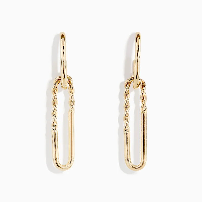 14K Yellow Gold Hoop and Paperclip Earrings