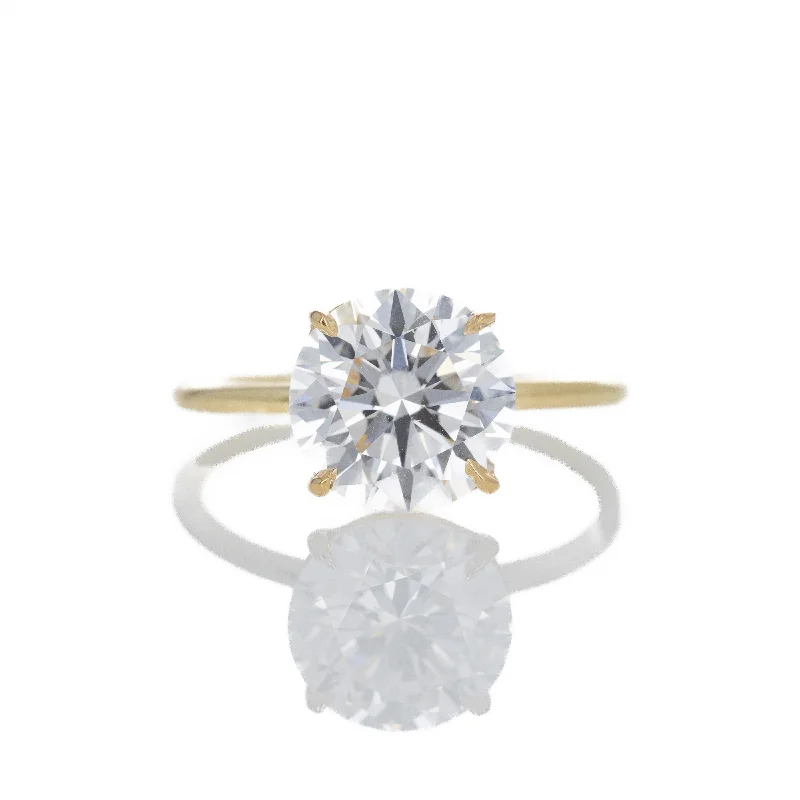 Lab Grown 3.13 Carat Round Brilliant Diamond Engagement Ring