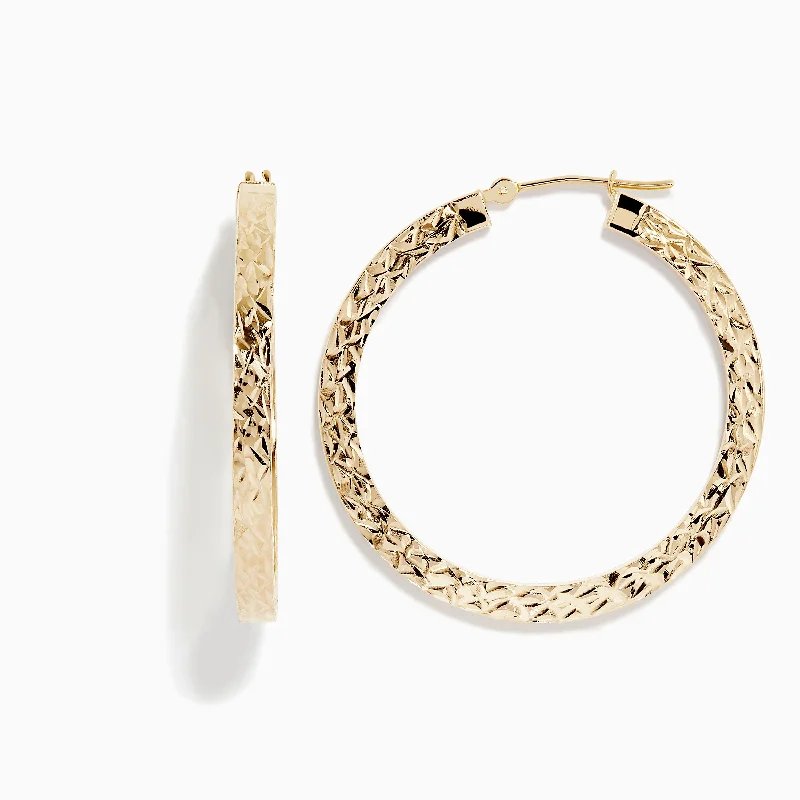 14K Yellow Gold Tube Hoop Earrings