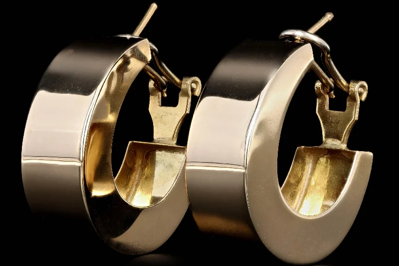 14K Yellow Gold Wide Hoop Earrings