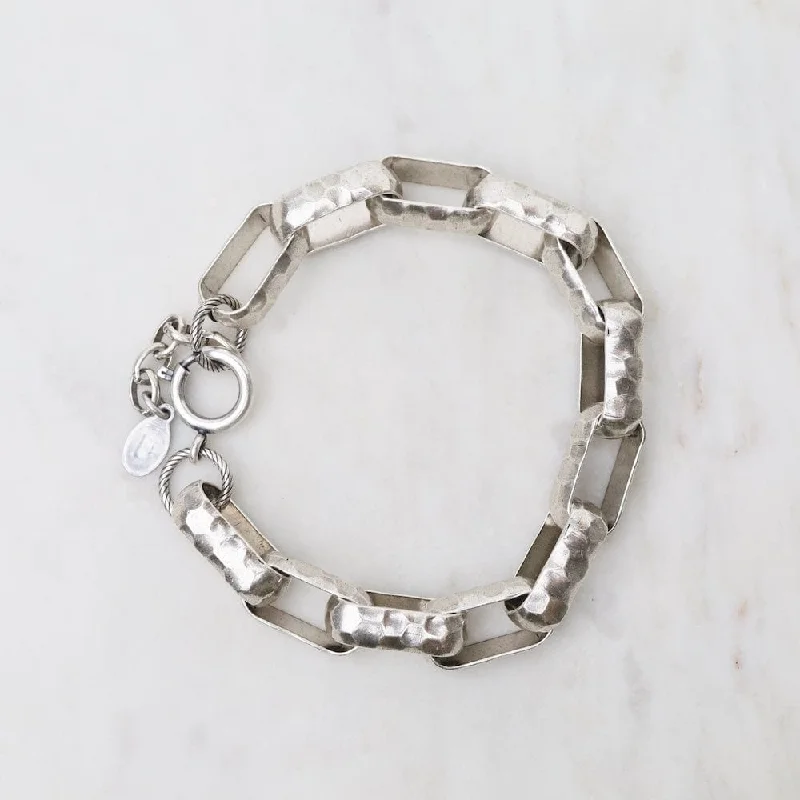 Large Rectangle Link Bracelet - Old Silver