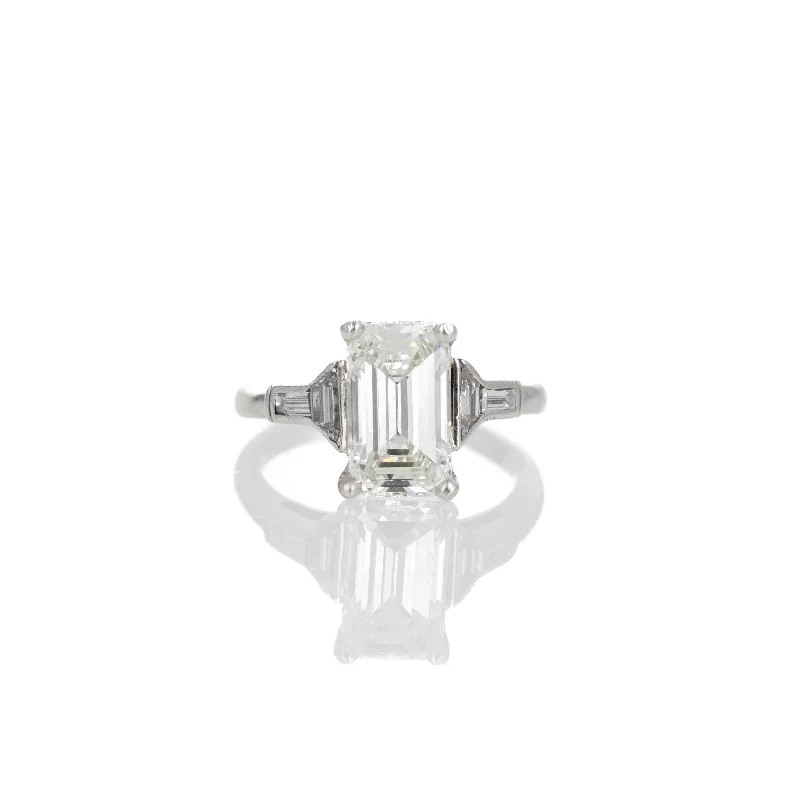 2.80 Carat Emerald Cut Diamond Engagement Ring