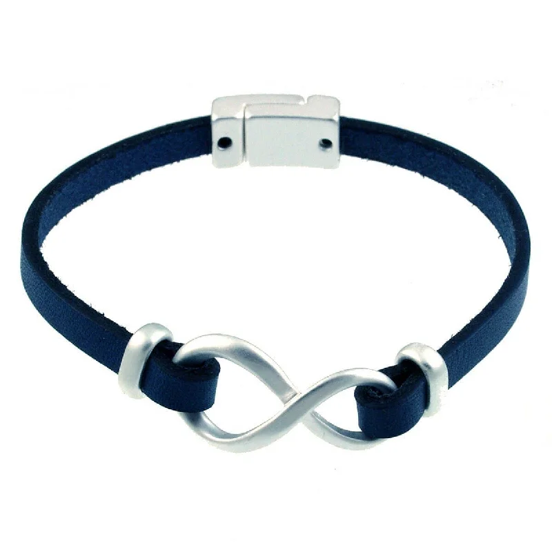 Matte Silver Navy Infinity Bracelet