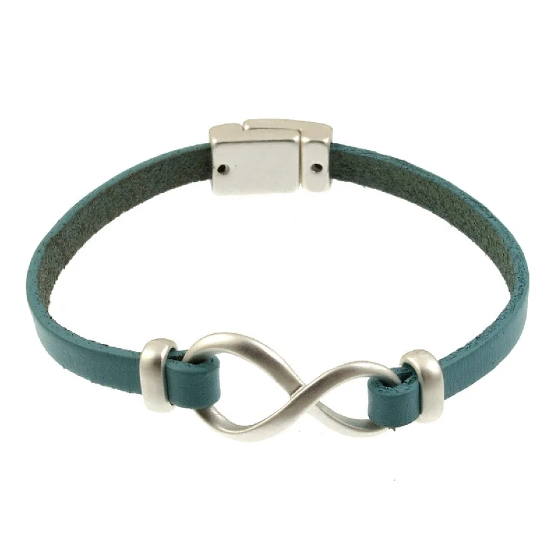 Matte Silver Turquoise Infinity Bracelet