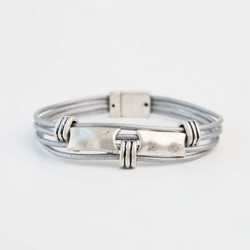 Matte Silver Grey Rectangle Bracelet