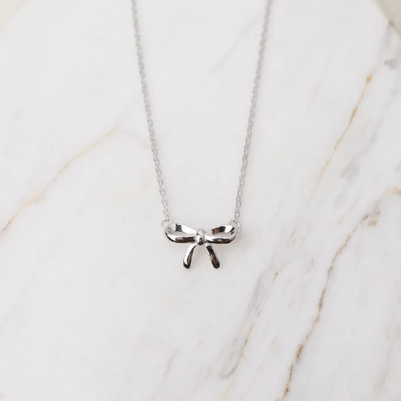 Sterling Silver Tiny Bow Necklace