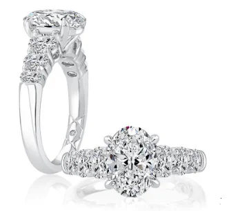 A. JAFFE Oval Center Diamond Engagement Ring Setting in 14K White Gold (1.00ctw)