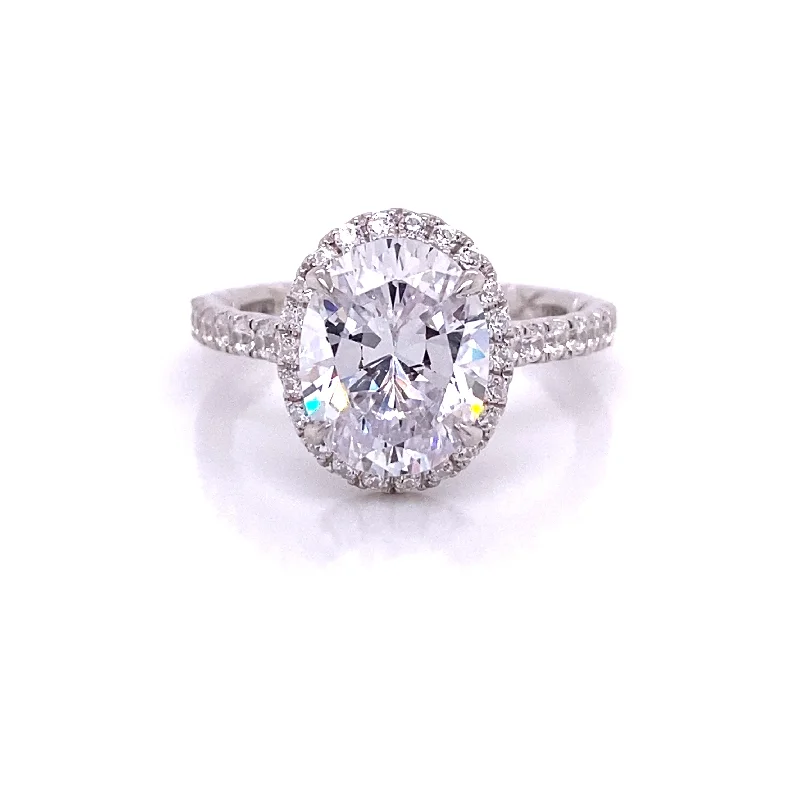 A. JAFFE Oval Center Diamond Engagement Ring Setting in 14K White Gold (.42ctw)