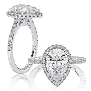 A. JAFFE Pear Center Diamond Engagement Ring Setting in 14K White Gold (.44ctw)