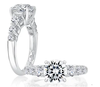 A. JAFFE Round Center Diamond Engagement Ring Setting in 14K White Gold (1.00ctw)