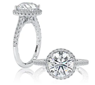 A. JAFFE Round Center Diamond Engagement Ring Setting in 14K White Gold (.44ctw)