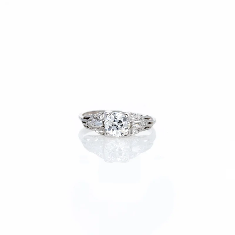 Art Deco 0.70 Carat Old European Diamond Engagement Ring