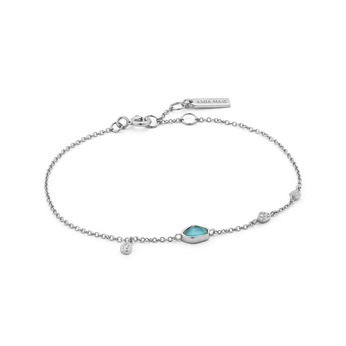 Silver Turquoise Discs Bracelet