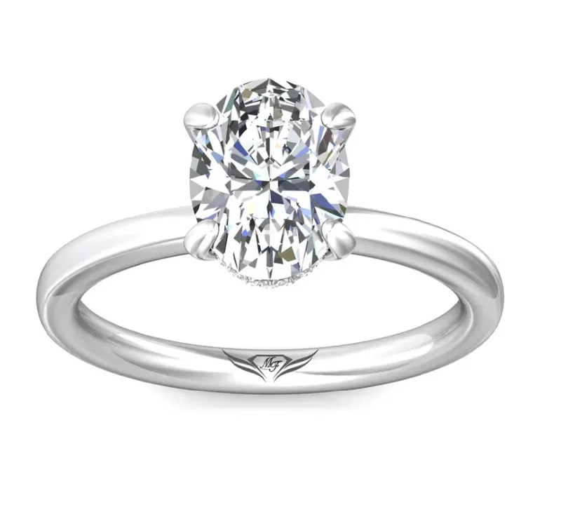 Bremer Jewelry Oval Center Hidden Halo Diamond Engagement Ring Setting in 14K White Gold (0.06ctw)