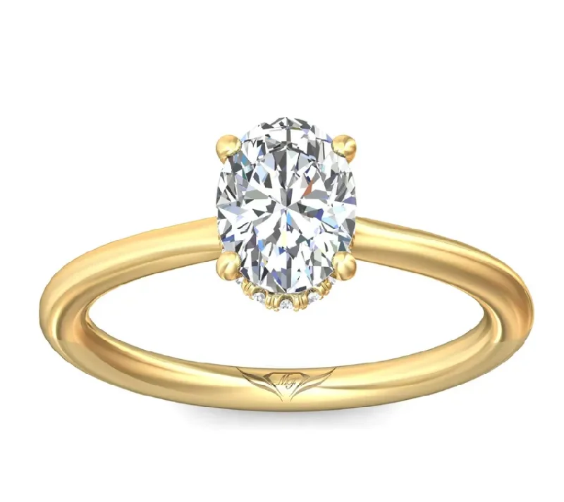 Bremer Jewelry Oval Center Hidden Halo Diamond Engagement Ring Setting in 14K Yellow Gold (0.09ctw)