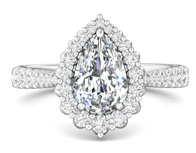 Bremer Jewelry Pear Center Diamond Engagement Ring Setting in 14K White Gold (.66ctw)