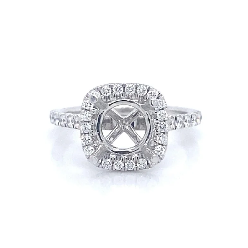 Bremer Jewelry Round Halo Diamond Engagement Ring Setting in 18K White Gold (.41ctw)