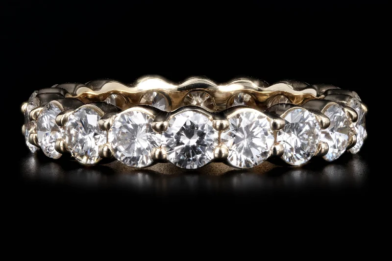 14K Yellow Gold 4.39 Carat Total Weight Round Brilliant Diamond Eternity Wedding Band