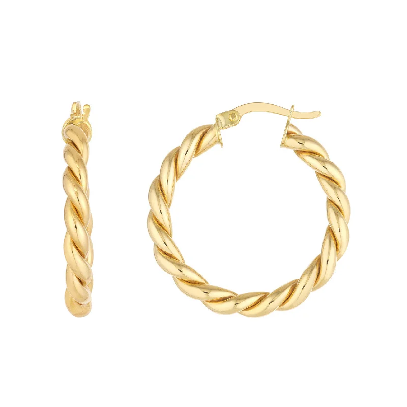 14K Yellow Gold Large Braided Hoop Earrings