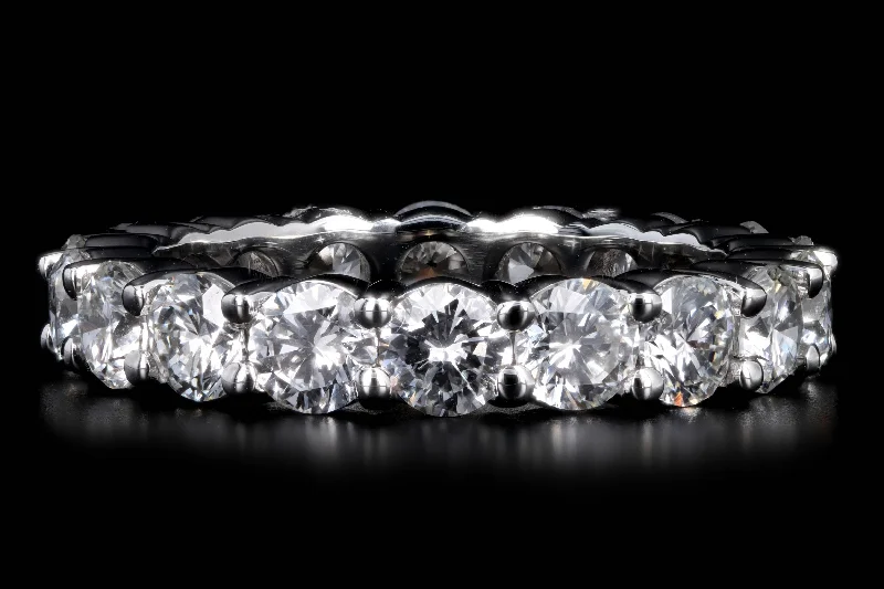 Platinum 4.29 Carat Total Weight Round Brilliant Diamond Eternity Wedding Band