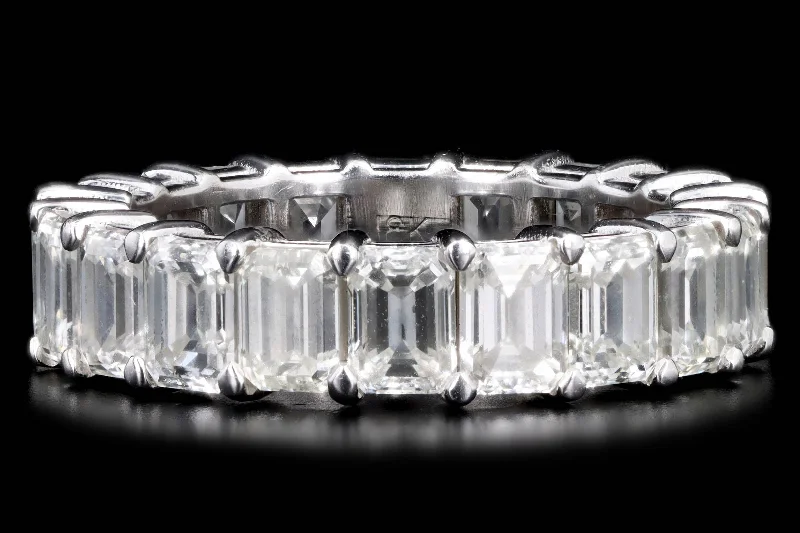 Platinum 4.72 Carat Total Weight Emerald Cut Diamond Eternity Wedding Band