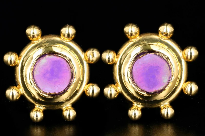 Tiffany & Co Paloma Picasso 18K Yellow Gold  Amethyst Clip Post Earrings