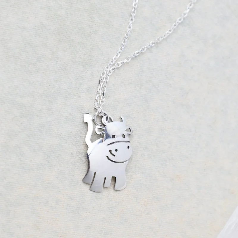 Sterling Silver Cow Necklace