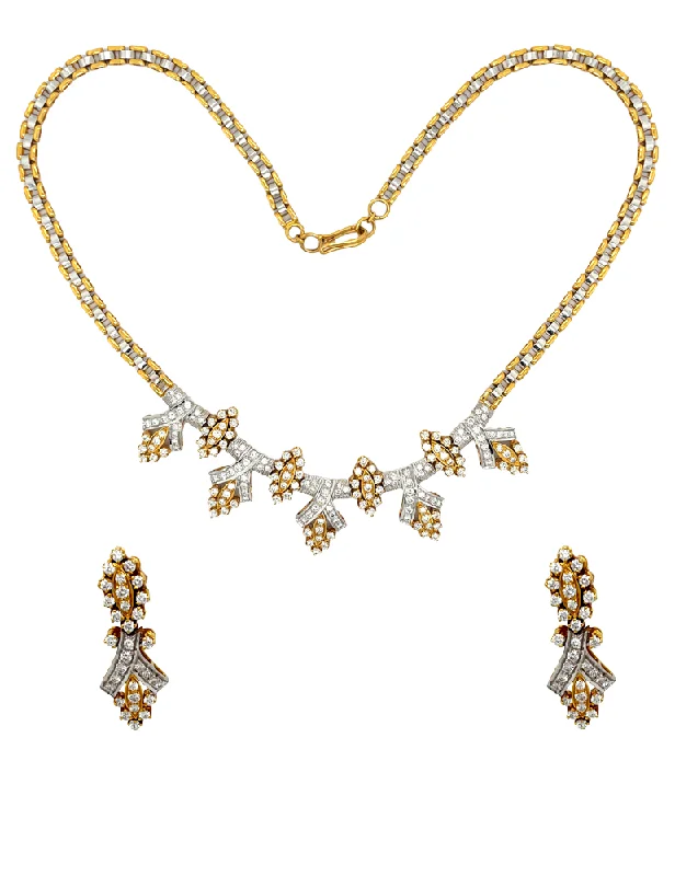 Diamond Necklace Set With Earring 18 Karat