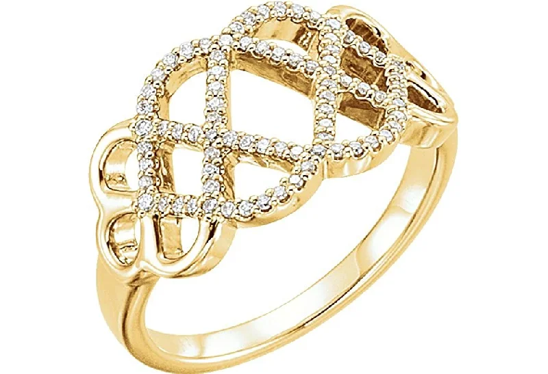 Diamond Woven Ring, 14k Yellow Gold (1/5 Ctw, Color G-H, Clarity I1 ), Size 8.75