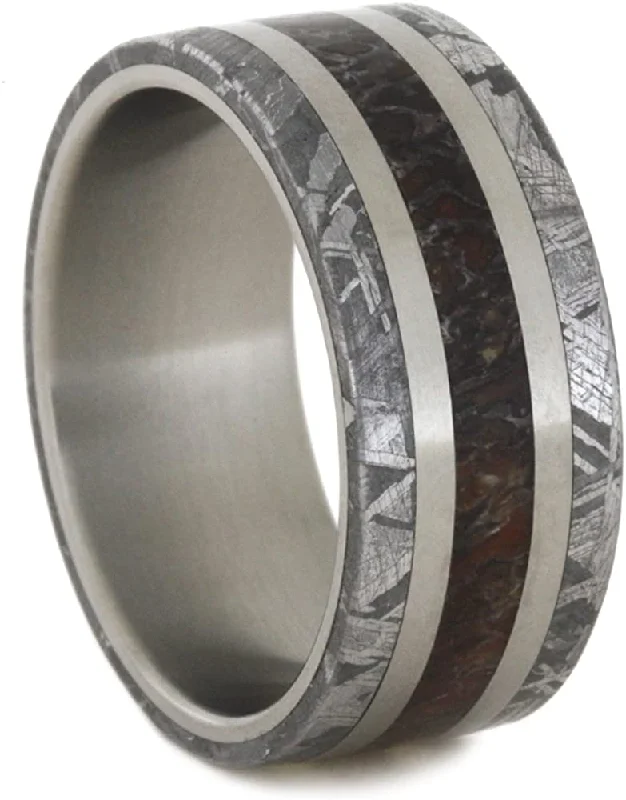 Dinosaur Bone, Gibeon Meteorite 8mm Comfort-Fit Matte Titanium Wedding Band, Size 9.5