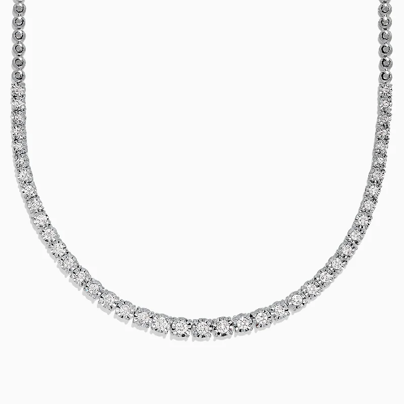 925 Sterling Silver Diamond Necklace, 0.31 TCW