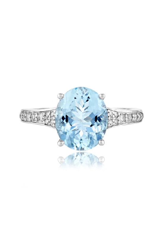 Aquarius 14K White Gold Aquamarine and Diamond Ring, 3.30 TCW