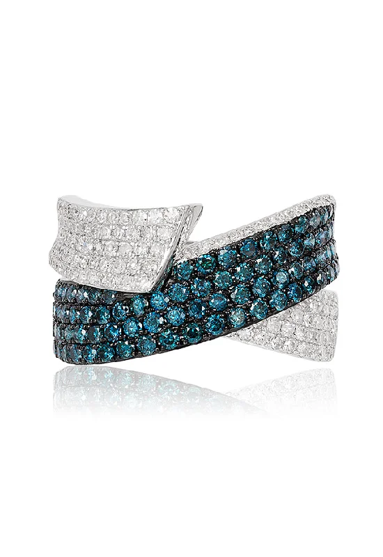 Bella Bleu 14K White Gold Blue and White Diamond Ring, 1.36 TCW