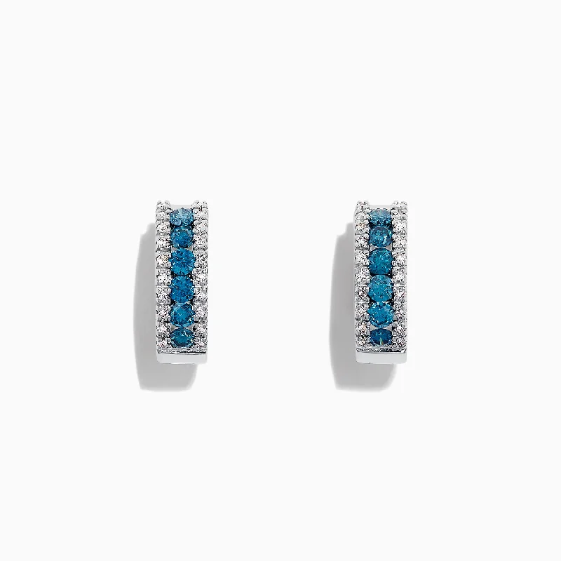 Bella Bleu 14K White Gold Blue & White Diamond Hoop Earrings, 0.92 TCW