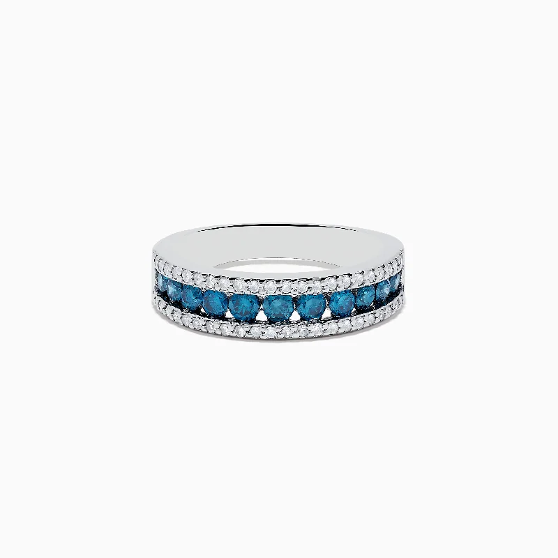 Bella Bleu 14K White Gold Blue & White Diamond Ring, 0.89 TCW