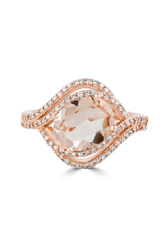 Blush 14K Rose Gold Morganite and Diamond Ring, 2.62 TCW