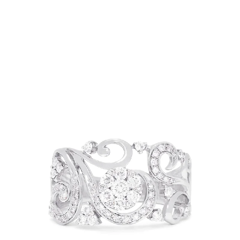 Bouquet 14K White Gold Diamond Filigree Ring, 0.53 TCW