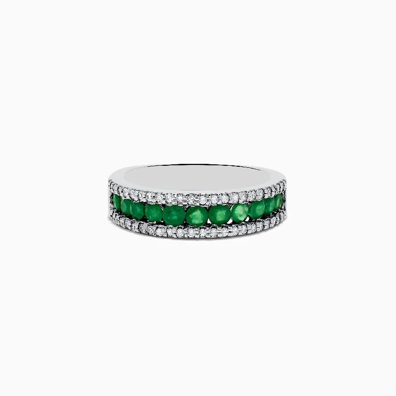 Brasilica 14K White Gold Emerald and Diamond Ring, 1.02 TCW