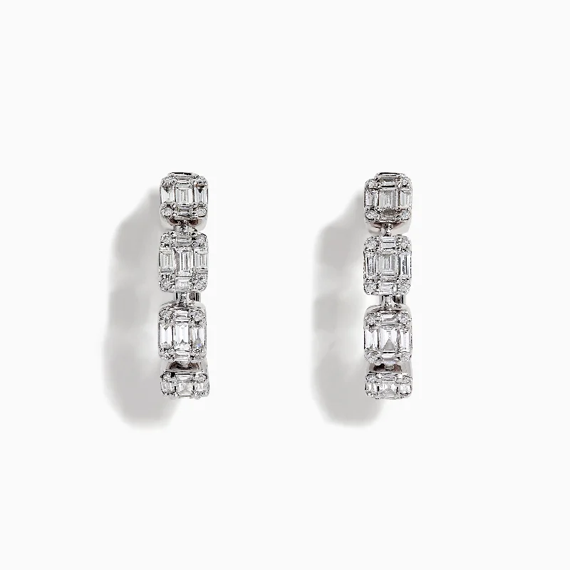 Classique 14K White Gold Diamond Hoop Earrings, 0.77 TCW