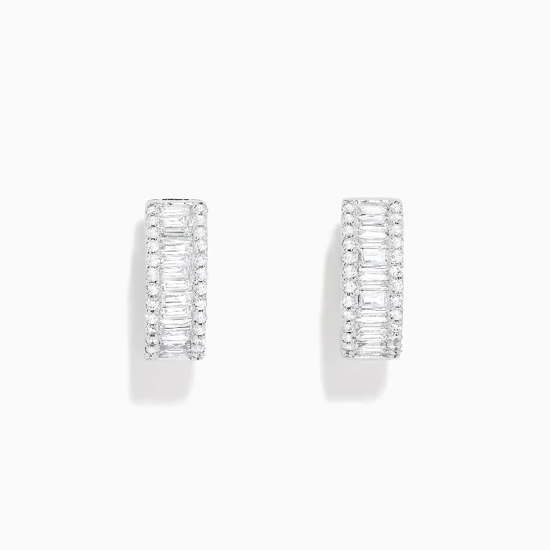 Classique 14K White Gold Diamond Huggie Hoop Earrings