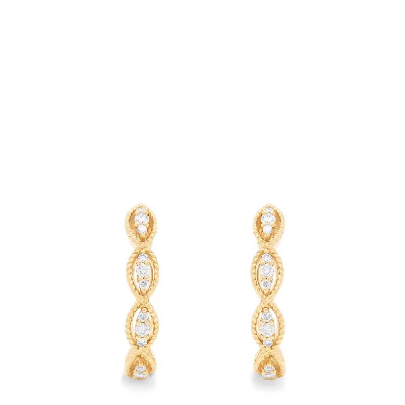 D'Oro 14K Yellow Gold Diamond Hoop Earrings, 0.31 TCW