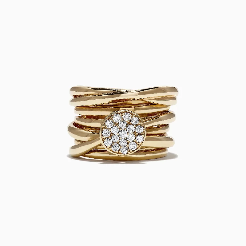 D'Oro 14K Yellow Gold Diamond Ring, 0.35 TCW